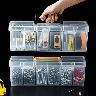Storage Parts Box Organizer Household Hardware Tools Box Screws Materials Accessories Transparent Portable Compartment Sorting Classification Box