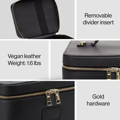 PU Leather Portable Makeup Bag with Compartments, Large Capacity - 5