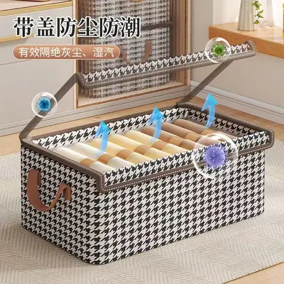 Dust-proof Covered Clothing Storage Box Foldable Multi-layer Clothes Organizer Fabric Drawer-style Pants Storage Container
