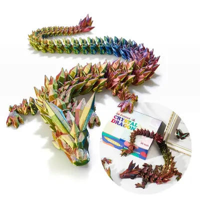 3D-gedruckte Kristalldrachen-Figur mit beweglichen Gelenken