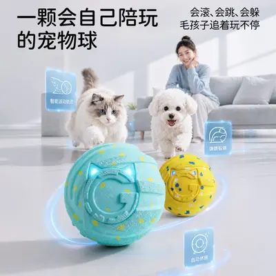 Cross-border Remote-Controlled Smart Electric Dog Teasing Ball Pet Toy Ball Light-Up Bouncy Ball Cat Entertainment Supplies Wholesale