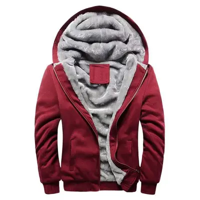 Erkek Kapüşonlu Sweatshirt, Büyük Beden, Polar Astarlı Kalın Sonbahar Kış Ceketi - 8