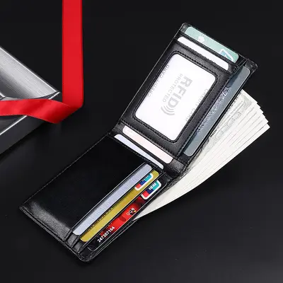 Ultra-Thin Men's Genuine Leather Wallet with RFID Card Holder