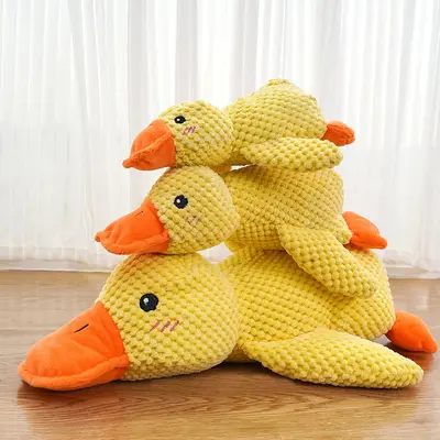 Plush Dog Toy, Yellow Duck, Bite-Resistant, Squeaky, for Golden Retriever and Corgi - 5