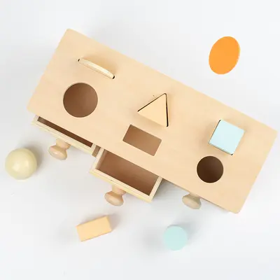 Montessori Frühförderung über Grenzen hinweg Montessori-Bildung Frühförderung Grundgeometrie Formensortierer Schubladenbox Holzspielzeug - 4