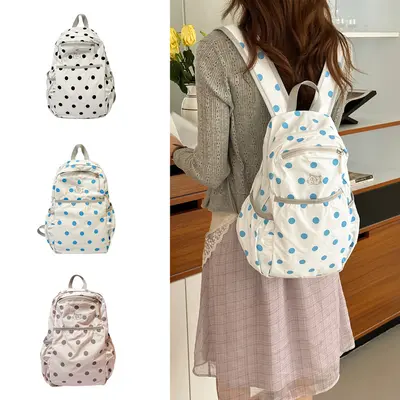Women's Polka Dot Minimalist Backpack for Work and School - 3