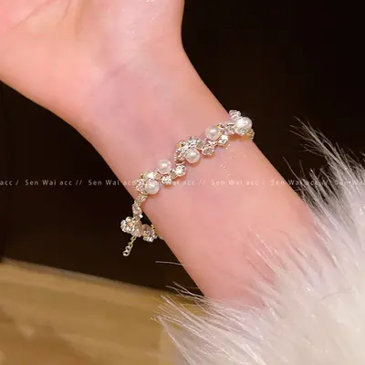 French-style micro-set zircon pearl bracelet for women - 7