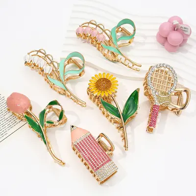 Valley Lily Flower Super Fairy Elegant Large High-Quality Hair Clip Women Back of Head Summer Forest Shark Clip Hair Accessories