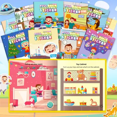 Çocuklar için çıkartma kitabı seti, 20 kitap, erken eğitim - 9