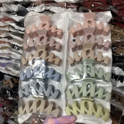Combination claw clip rectangle square Korean style large size women simple and elegant back of head shark clip frosted hair claw clip - 9