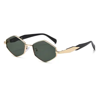 Women's Metal Polygon Diamond Sunglasses, Street Style - 3