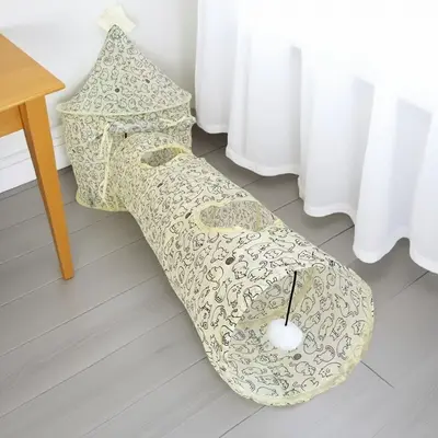 Foldable Cat Tunnel with Crawl Tunnel and Tent Combination Cat Toy