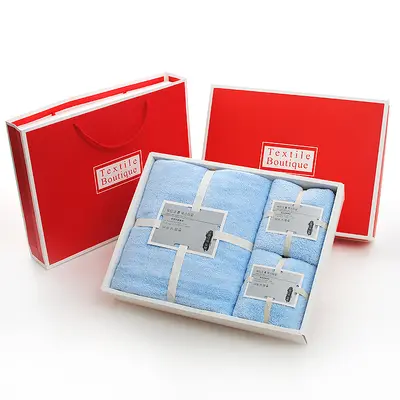 Havlu ve banyo havlusu hediye kutusu üçlü set, hediyelik eşya, işlemeli logo, doğum günü ziyafeti, düğün kutlaması, hatıra, mutlu sözler havlusu - 10