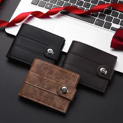 Short Men's Horizontal Wallet, Magnetic Snap Closure, Multi-Card Slots - 4