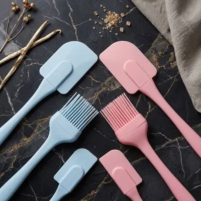 In Stock 3-Piece Silicone Scraper Set Spatula Oil Brush Set Heat-Resistant Cake Baking Tools Set