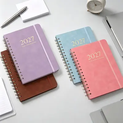 Grenzüberschreitender Terminkalender 2027 Planer Ringbuch Notizbuch A5 Notizbuch mit Bindeband anpassbares LOGO Jahreskalender