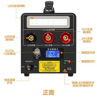 12/24V Truck Jump Starter with USB, Reverse Polarity Protection, LED Light - 2