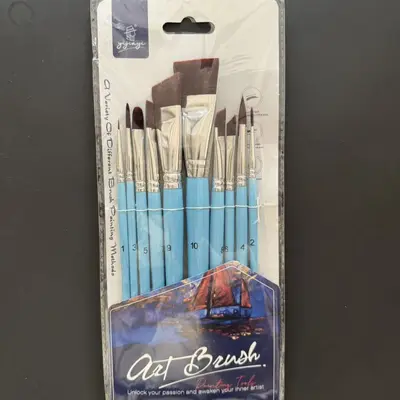 Painting brush set with wooden handles, oil and face painting - 7