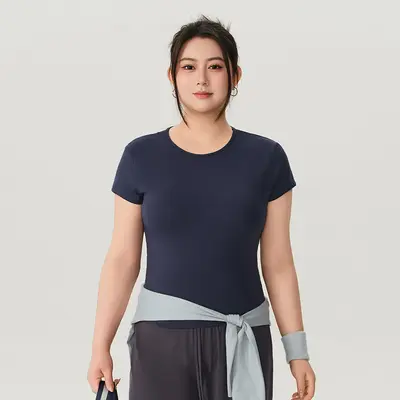 Plus Size Women's Short Sleeve Quick-Dry Yoga and Sports T-Shirt - 10