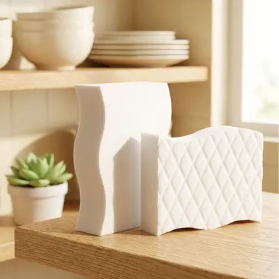 Diamond Pattern Nano Sponge for Tea Stain Removal and Cup Cleaning, White Block