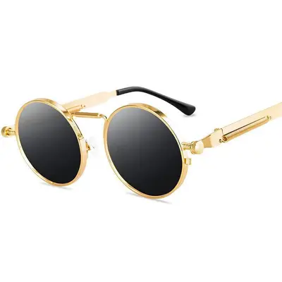 Retro Round Sunglasses, UV Protection, Spring Hinge - 3