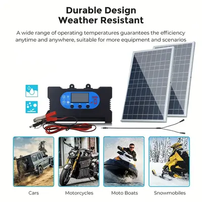 10W 12V 18V Güneş Paneli Seti, Çift Panel, Kontrolörlü, Acil Durum