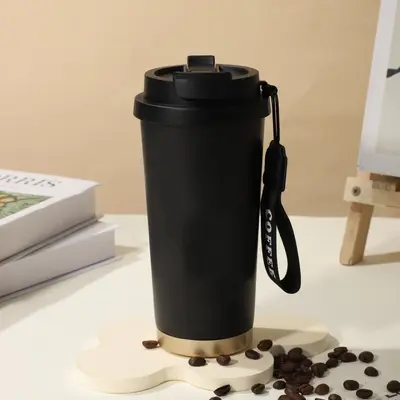 316 Stainless Steel Thermos Coffee Cup, Large Capacity, Dual-Drink with Straw - 9