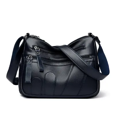 Women's Cowhide-Look Crescent Shoulder Bag, Soft Faux Leather - 5