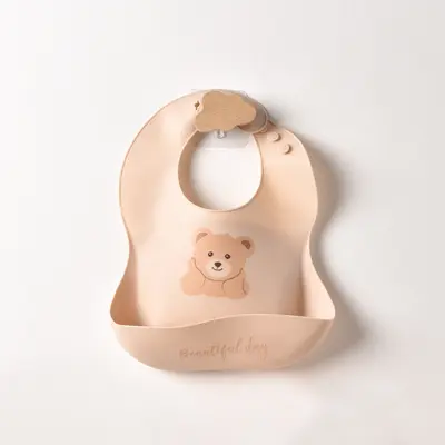 Silikon-Lätzchen Baby-Esslatz Nahrungsergänzungs-Lätzchen wasserdichtes Stereo vergrößertes Speicheltuch Bär Lebensmittelklasse Silikon-Lätzchen - 12