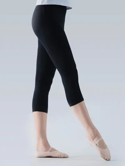Yüksek Bel Siyah Modal Kadın Tayt, Üç Çeyrek Boy, Yaz Yoga Taytı - 8