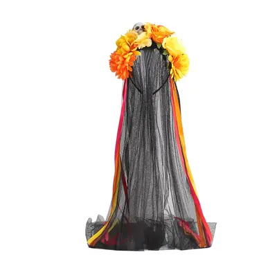 Halloween-Partystirnband mit Totenkopf und künstlicher Rose