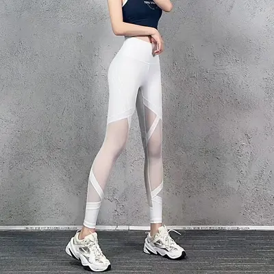 Sexy Yoga Pants Women Mesh High Waist Quick Dry - 8