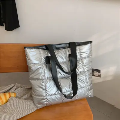 Koreanischer Stil, leichte große Damen-Tote-Bag, Baumwoll-Steppdesign - 8