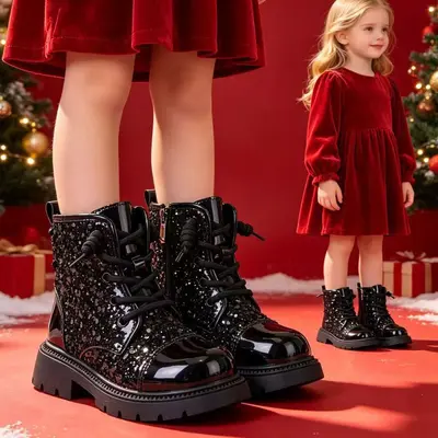 Mädchen-Martin-Stiefel gefüttert, weiche Sohle
