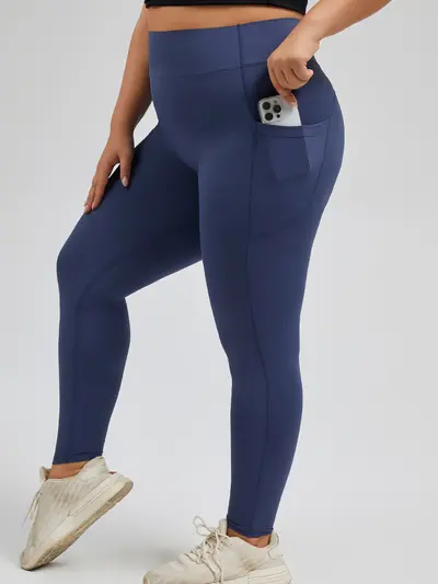 Kadın Büyük Beden Yüksek Bel Fitness Tayt Yüksek Elastikiyetli Cepli Yoga Pantolonu