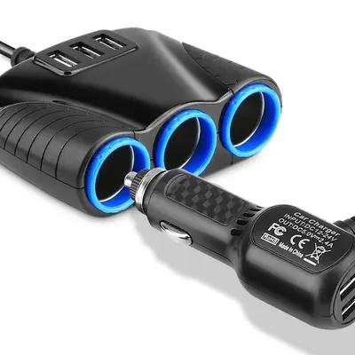 Araç şarjı 120W, 3 USB portu, sigara çakmağı