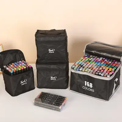 Schwarzschaftige doppelspitzige Alkohol-Ölmarker Kunstmalstifte Farbstifte Markierungsstifte Set für Schüler und Kinder Aquarellstifte - 4