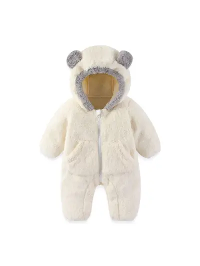 Korallenfarbener Samt-Babystrampler für Herbst und Winter, Neugeborene, mit Reißverschluss