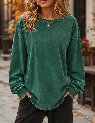 Langarm-Unterhemd aus Baumwolle mit Bündchen, unisex, Retro-Stil, 2026 - 10