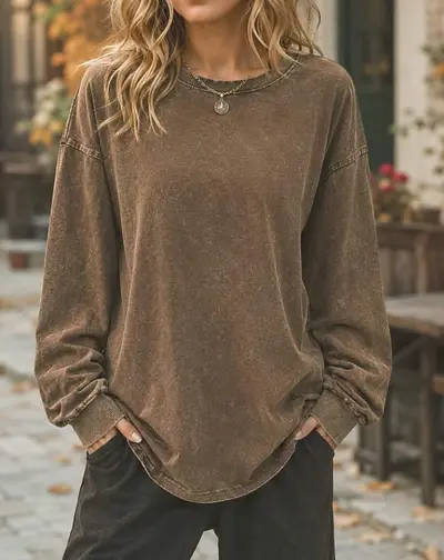 Langarm-Unterhemd aus Baumwolle mit Bündchen, unisex, Retro-Stil, 2026 - 13