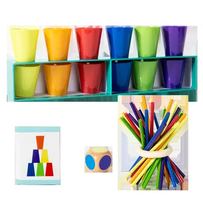 Montessori renk eşleştirme tahmin bardağı çocuk eğitim oyuncağı - 7