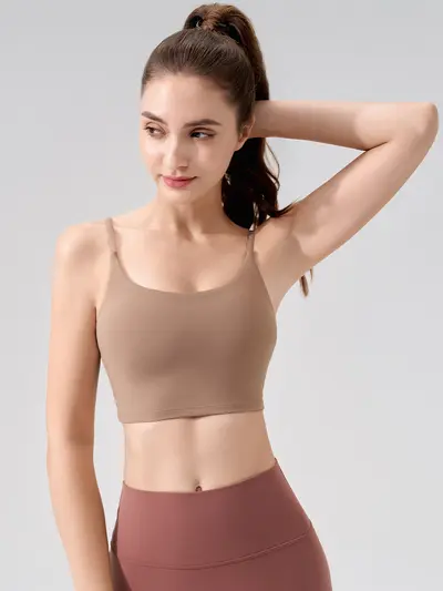 Women's Summer Sports Bra with Open Back and Adjustable Straps - 5