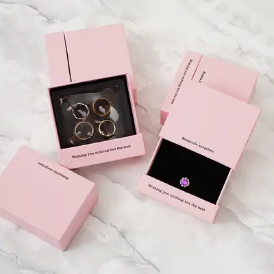 Doppelschichtige Schmuckkassette, PE-Folie Oxidationsschutz-Schwebebox, Halskette Ring Nagel Schmuck Verpackungsbox Ohrstecker Box - 8