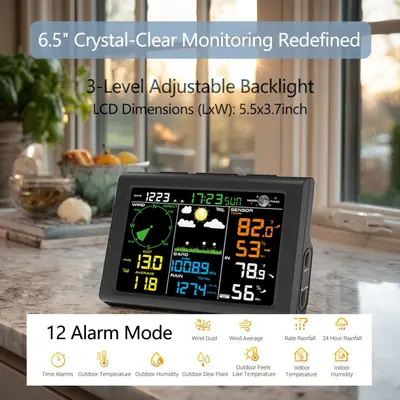 Wireless Weather Station with Colour Display, Indoor and Outdoor Temperature and Humidity