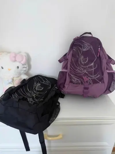 Korean-Style Y2K Anime Print Pirate Backpack, Niche Design - 5