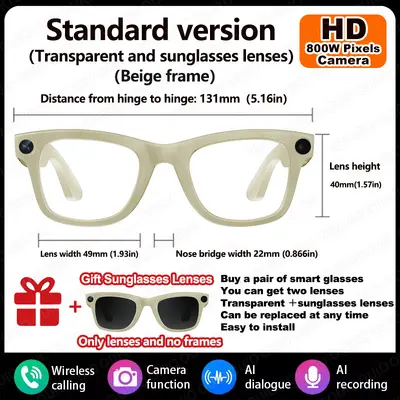 Grenzüberschreitend neue E03 intelligente KI-Foto-Brille mit 800W Kamera, Bildstabilisierung, Fotografie, Erkennung, Übersetzung intelligente Brille - 8