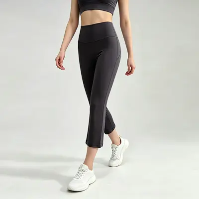 Nylon 66 Micro Flare Yoga Pants for Women, Petite High-Waist - 9