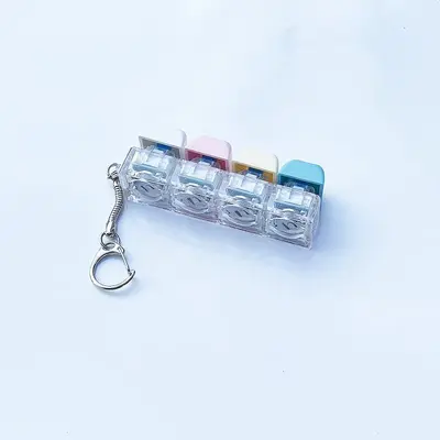 4-Piece Light-Up Stress Relief Keychain, Colorful LED Effect Push Button Fidget Toy