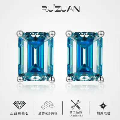Small Octagonal 1 Carat Moissanite Earrings, S925 Silver