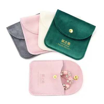 Velvet Snap Jewelry Bag Premium Pearl Jewelry Storage Bag Ring Necklace Pendant Small Ornament Packaging Bag Wholesale